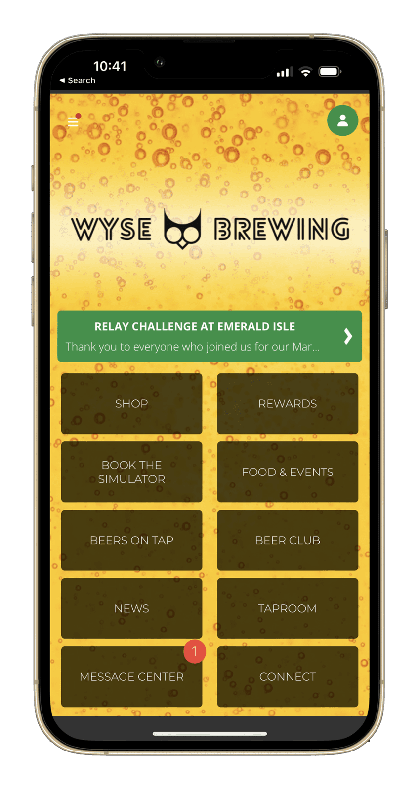 Brewery App, Message Center Notifications Highlighted