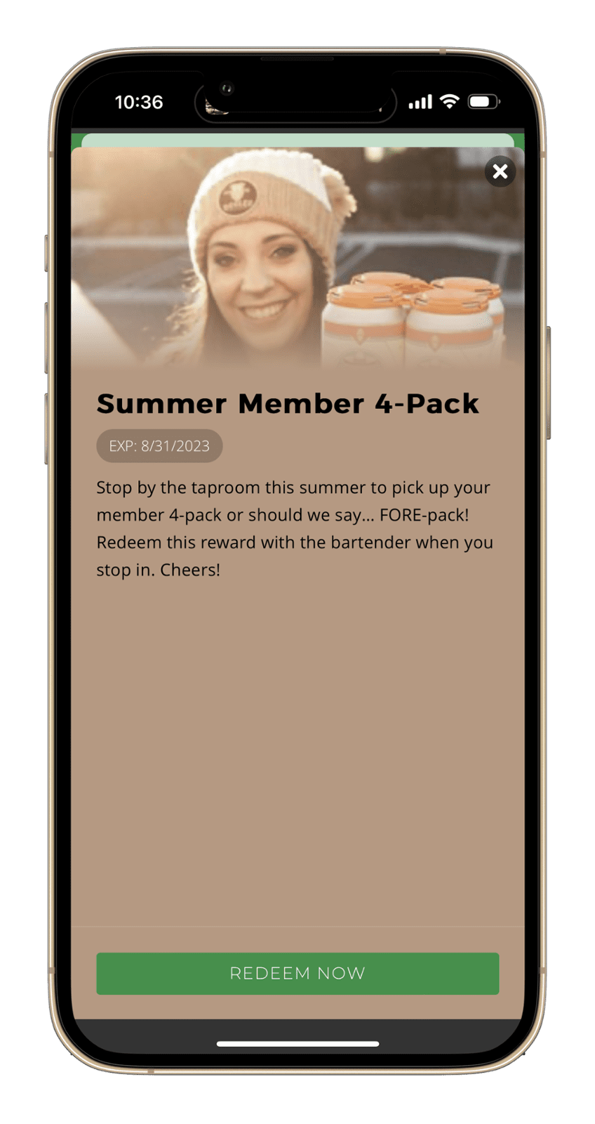 Brewery App, Seasonal 4-Pack Reward