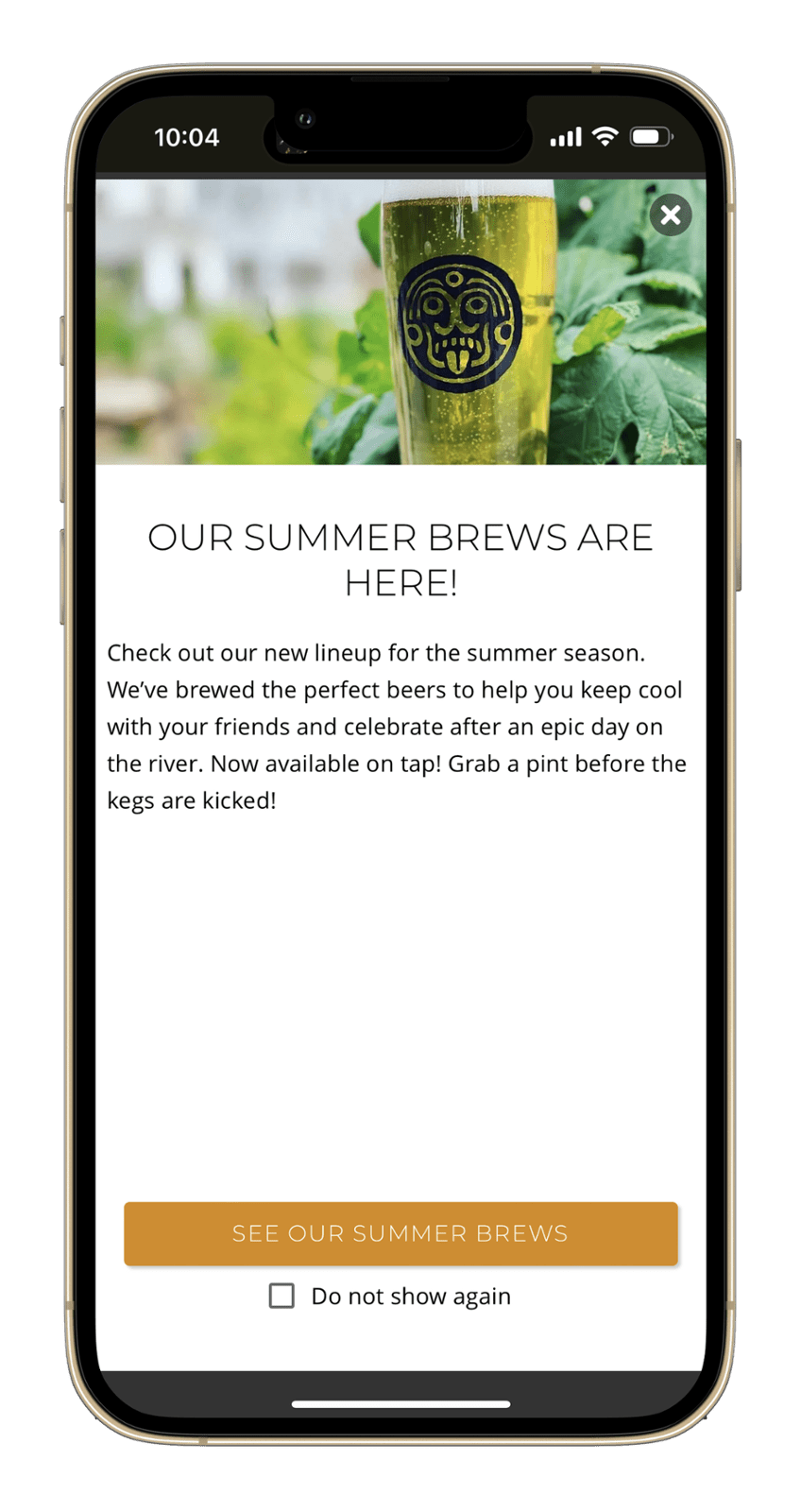 Custom Brewery App, In App Promotion for Seasonal Beer
