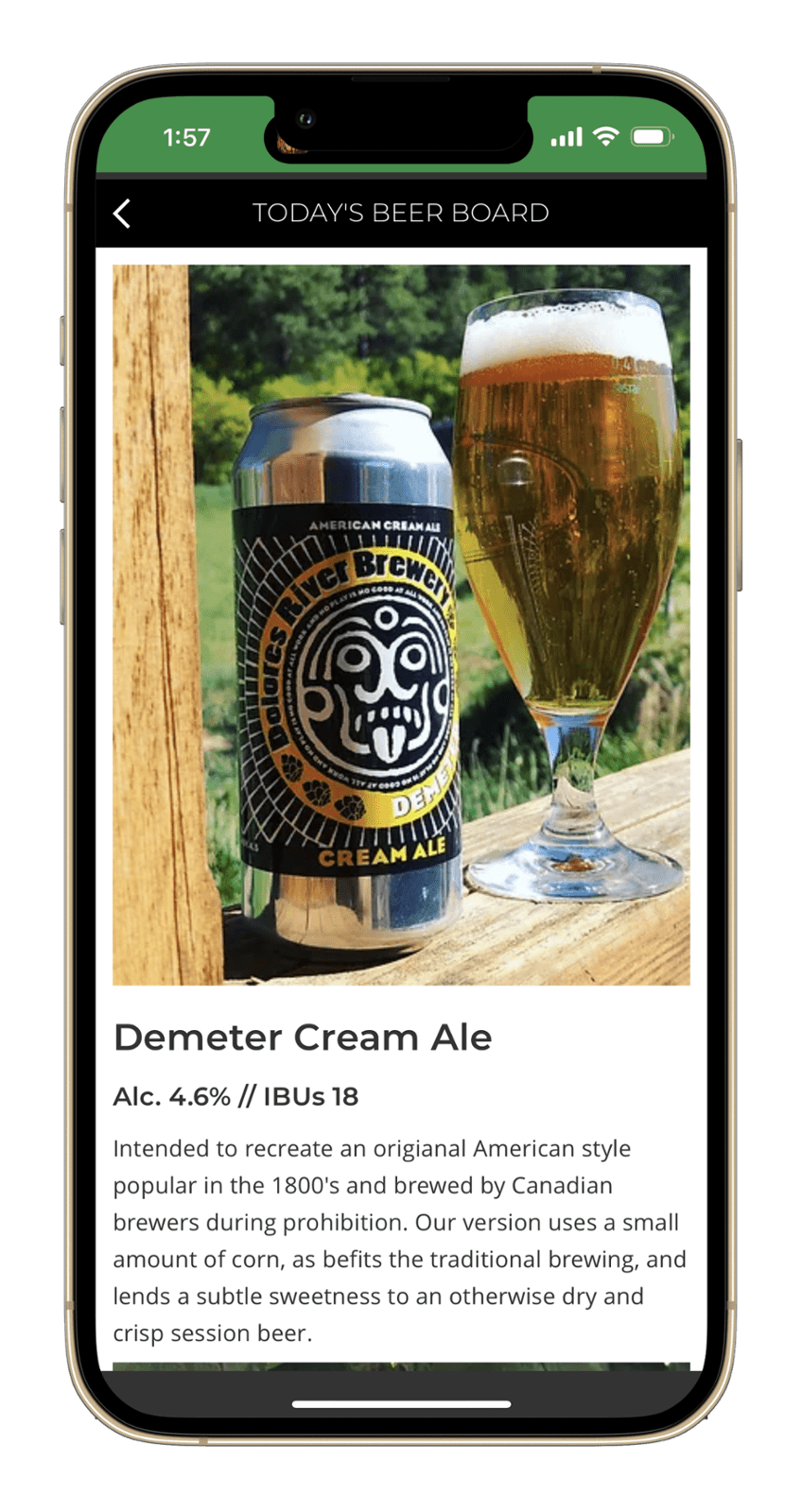 Brewery App, highlighting a Beer Board